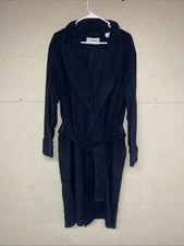 LL Bean Mens Lg L Vtg Navy Blue Cotton Chamois Robe Shawl Collar USA 1997 EUC