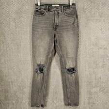 Abercrombie Fitch The Skinny High Rise Distressed Jean Black 28 6L Faded Ripped