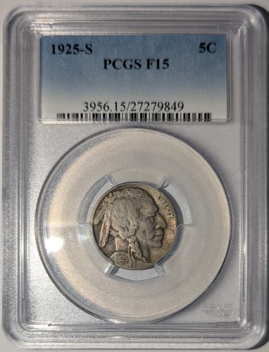 1925-S American Buffalo Nickel 5c PCGS F15 Fine 15 27279849