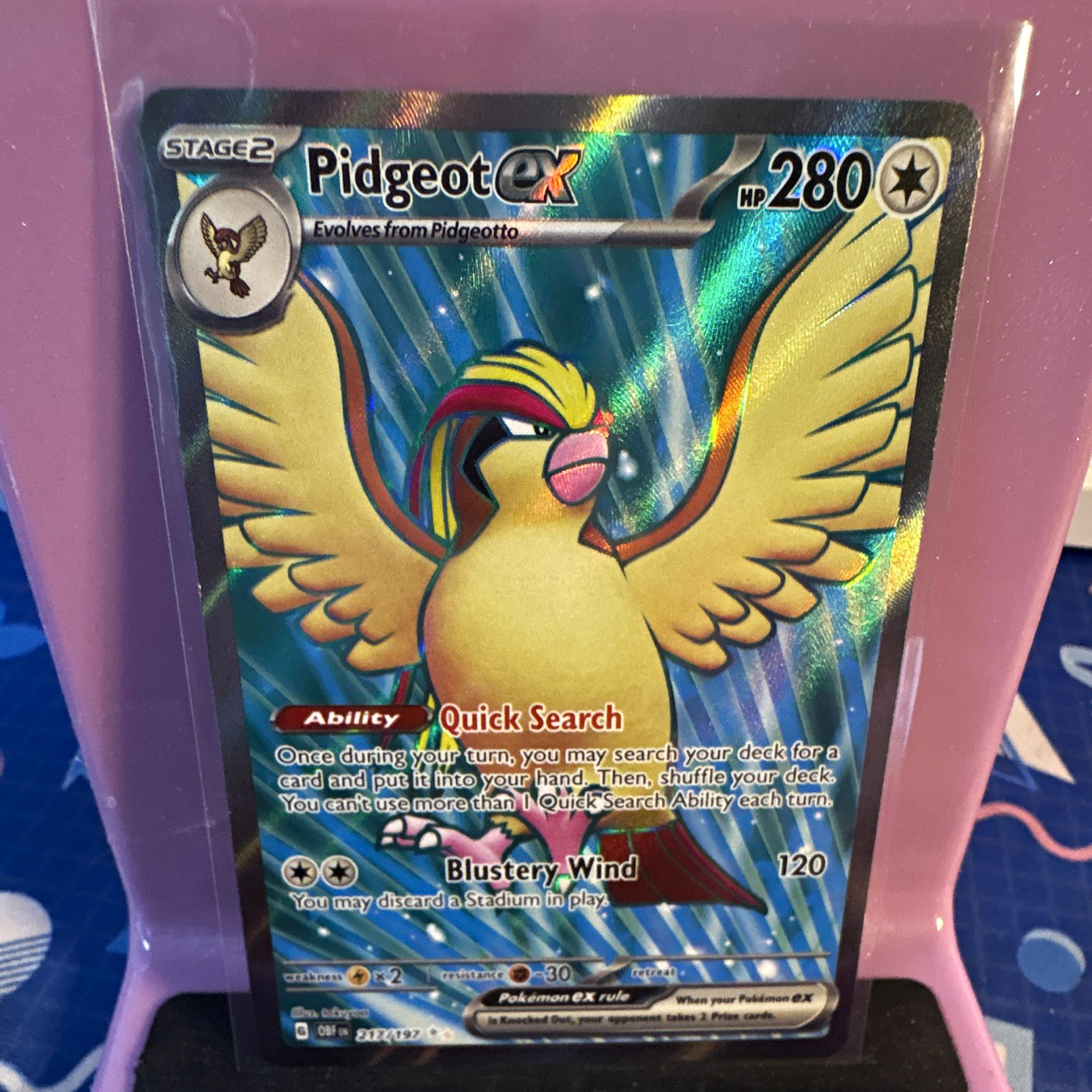 Pidgeot ex 217/197 SV03 Obsidian Flames SIR Holo Stage 2 280 HP EN 2023
