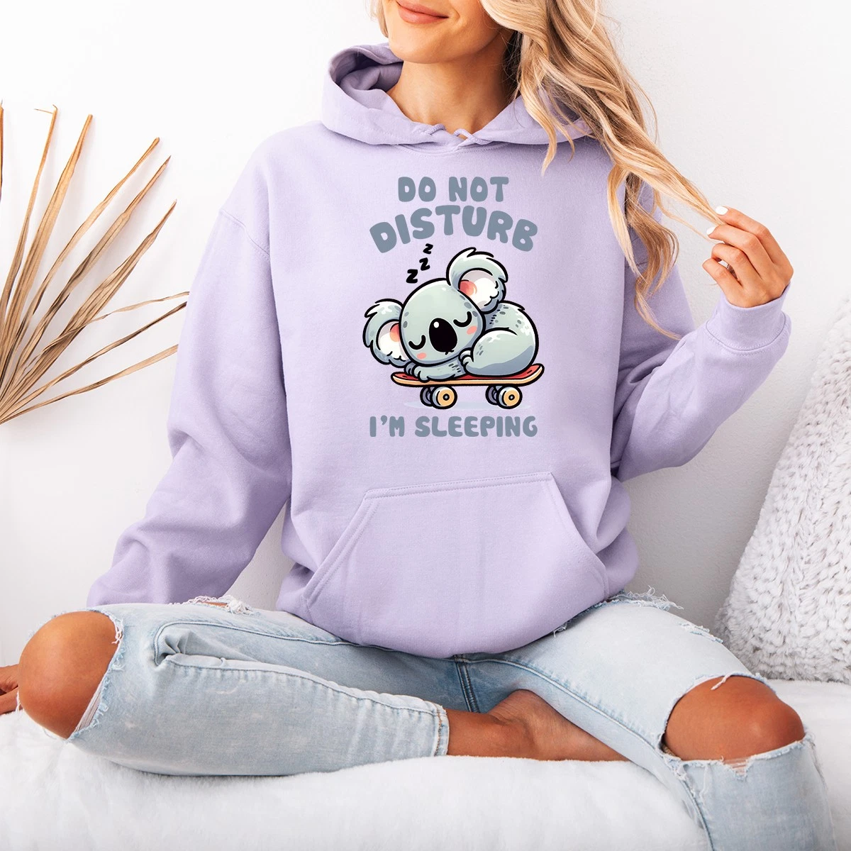 Do Not Disturb Im Sleeping Womens Hoodie Napping Koala Animal Lover