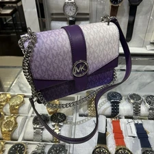 Michael Kors Jet Set Travel Large Camera Crossbody Leather Bag Dark Purple