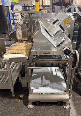 BIZERBA SE12 US MANUAL MEAT CHEESE DELI SLICER ON NEW FACE TO FACE SLICER STAND