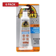 Gorilla 8090002 Clear Silicone Sealant Tube 2.8 oz. Pack of 6 