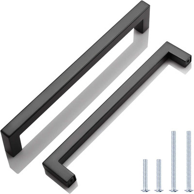 Matte Black Entry Pull Door Handle Stainless Steel Hardware T Bar Long All Size
