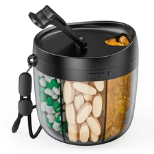 PULIV Portable Pill Dispenser Bottle, Vitamin Organizer with 7 Compartments,