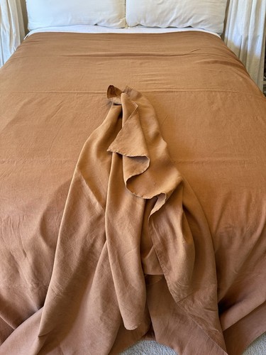Bed Threads 100% French Flax Linen Tablecloth Large Banquet 70x156” Rust Autumn - Picture 14 of 19