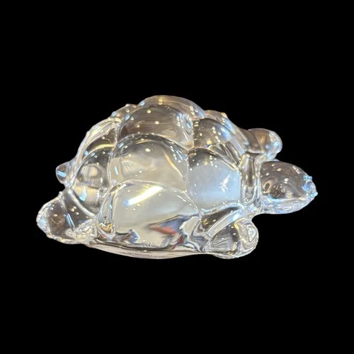 Vintage  Crystal Glass TURTLE Figurine Paperweight