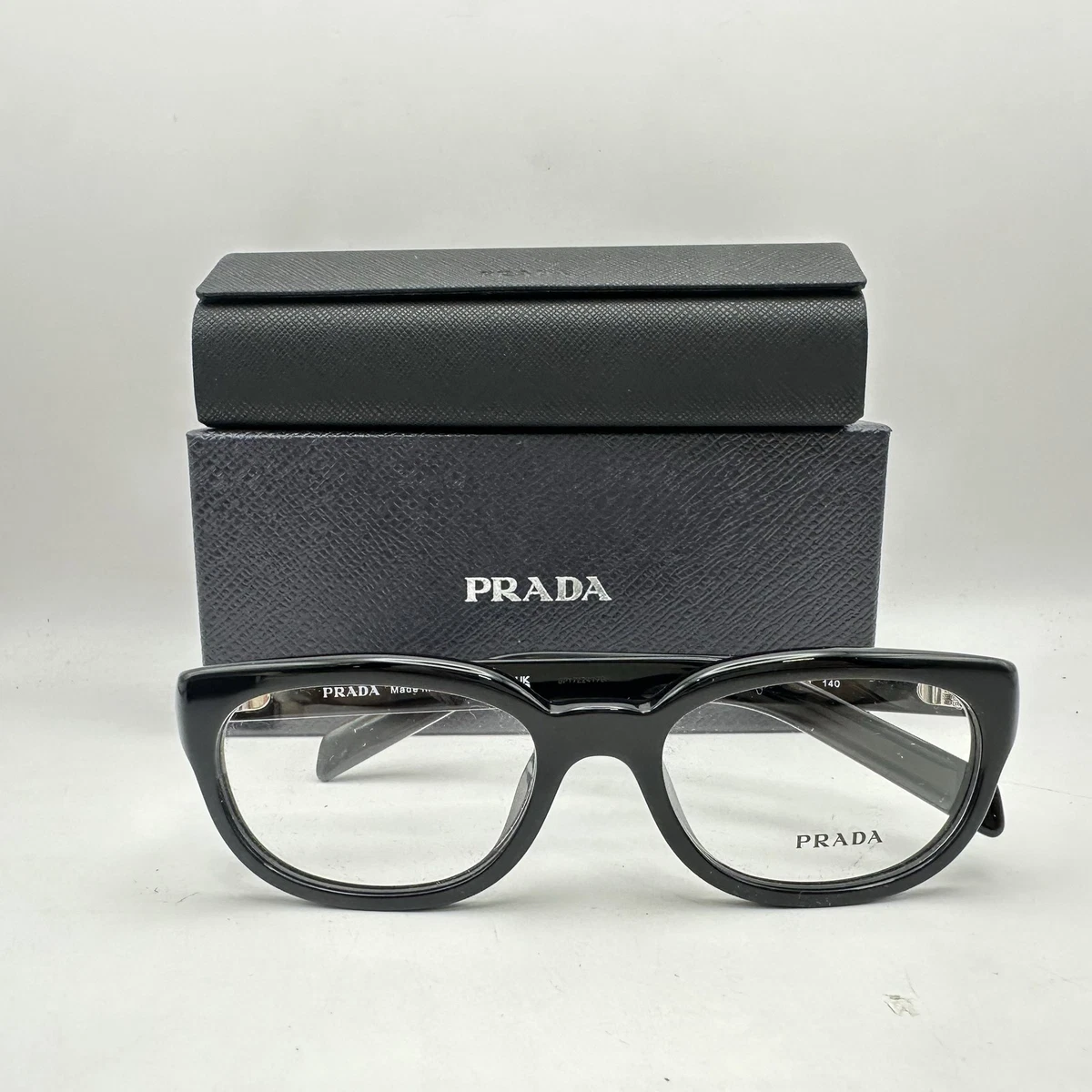 PRADA VPR06P 1AB-101 Black Oval Eyeglasses 52-18 140 Case Box Cloth Buy Prada VPR 06S 1AB-1O1 – Eyewear Collections main image 3