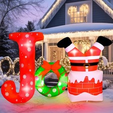 8Ft Christmas Inflatable Joy Outdoor Decorations Large Blow Up Santa Inflatab...