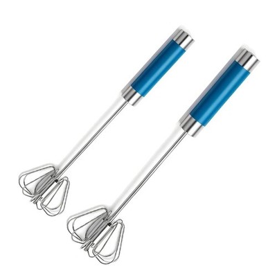 Stainless Steel Semi-Automatic Egg Whisk Set, 2PCS Hand Push Rotary Manual Mi...