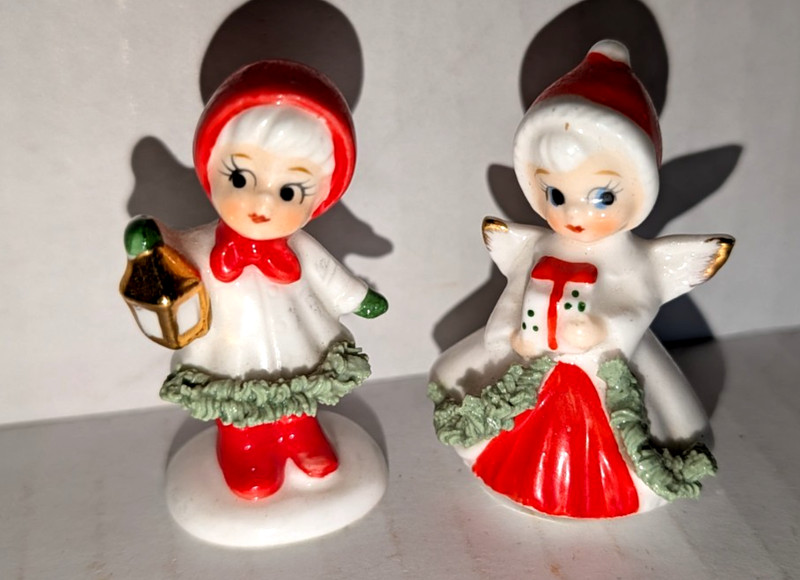 MCM Napcoware Mini Christmas Angel spaghetti trim Bone China Gold Wings lot (N3)