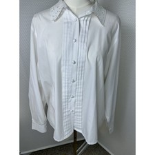 VTG White Victorian Edwardian Style 1980s Secretary, Cottagecore Blouse Size 20