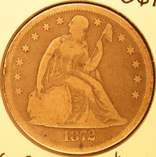 1872 Seated Liberty Silver Dollar VG-8