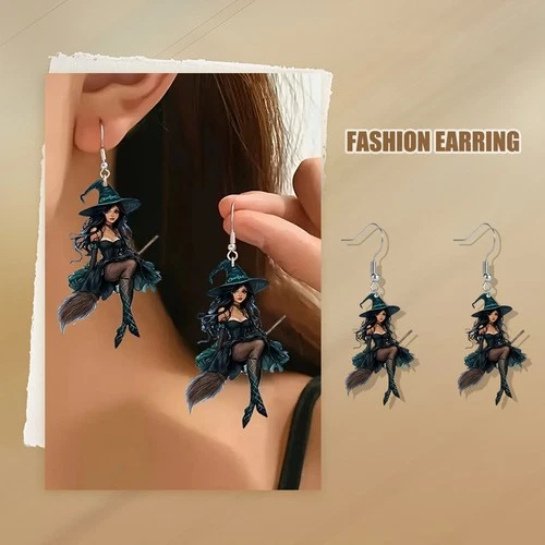 Halloween Witch Earrings Elegant and Sexy Cartoon Magician Earrings - Picture 3 of 7