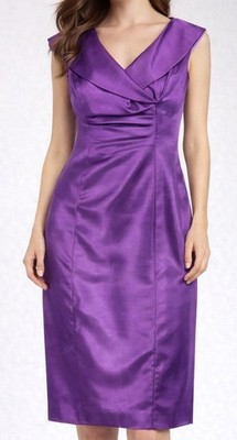 Jones New York Vintage Style Purple Satin Cocktail Dress Sz6- Mrs Maisel Style