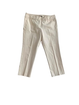 Chaus NY Dena Pants Zip Pocket Ankle Cropped Sz 6 22'' Inseam Butter Cream E7