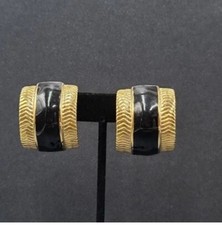Vintage Clip on Earrings Large Gold Plated Bl...