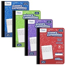 Primary Composition Book, 4 Pack, Primary Ruled Journal, Grades K-2, 7-1/2" x...