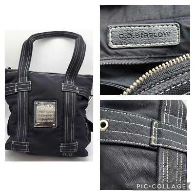 Vintage C.O. Bigelow Black Canvas Tote Contrast Stitching Bath & Body Works