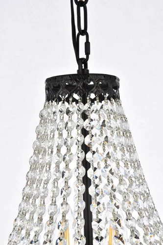 Black Crystal Pendant 5 Light Kitchen Living Dining Room Chandelier Fixture 14in - Picture 6 of 9