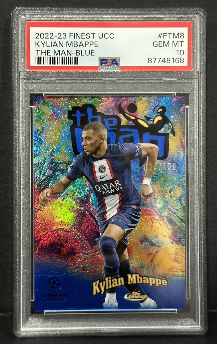 2022-23 Topps Finest UCL PSG The Man Kylian Mbappe Blue /150 2022-23 Topps Finest UCL PSG The Man Kylian Mbappe Blue /150