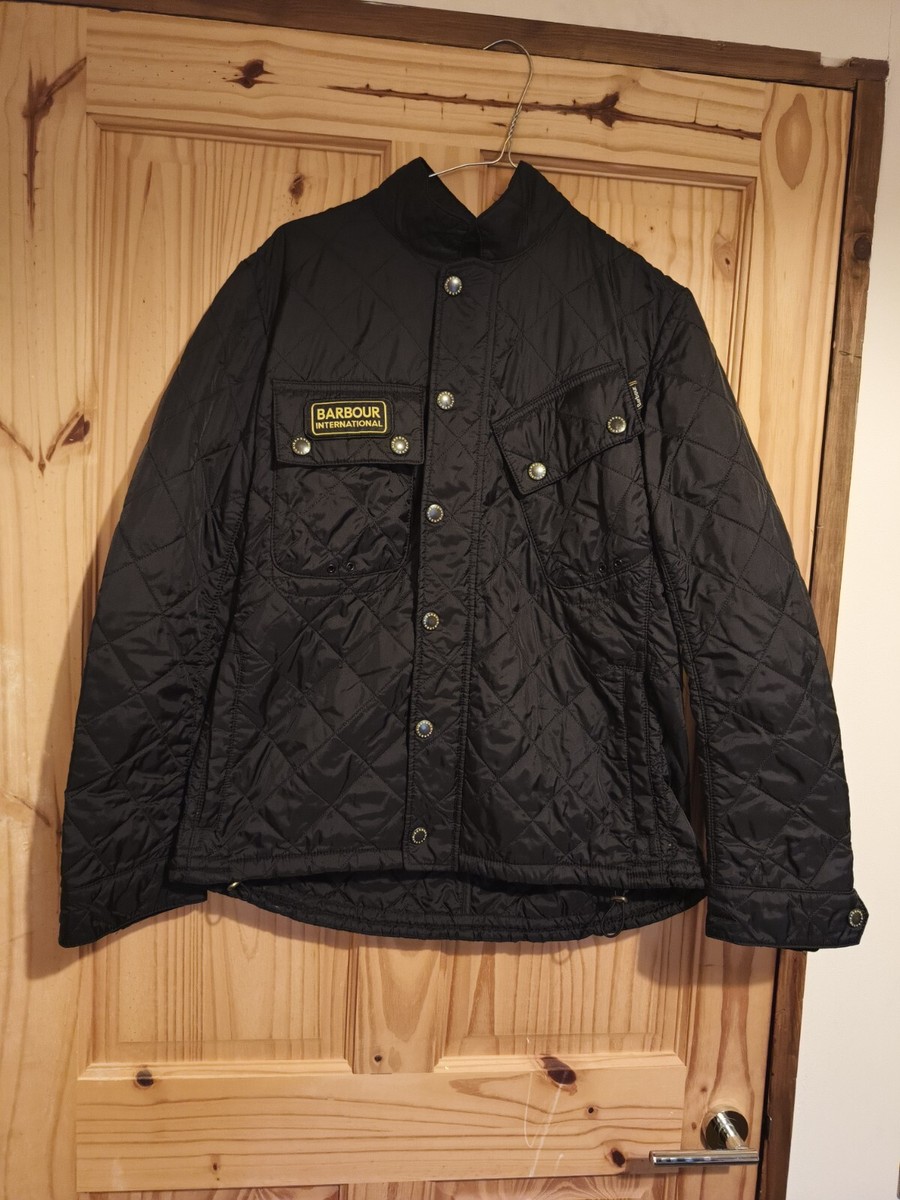 Barbour International Quilted Motorcycle Jacket Mens Black Size S