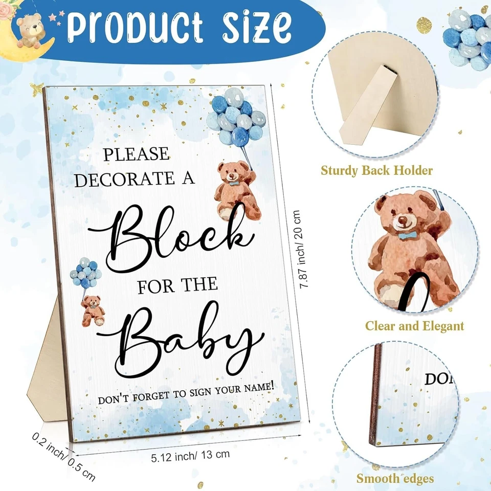 Kit de 75 letreros de juegos de baby shower que incluye decorar un bloque letrero de juego 50 hágalo usted mismo Bl Foto 2 de 4