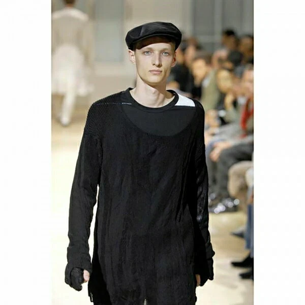 Yohji Yamamoto Pool Om Pour Homme Bi Color Switching T Shirt Black And White