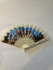 VTG Hand Fan Folding Lace Spain Wall Sevilla Spanish Decor Painted Beautiful