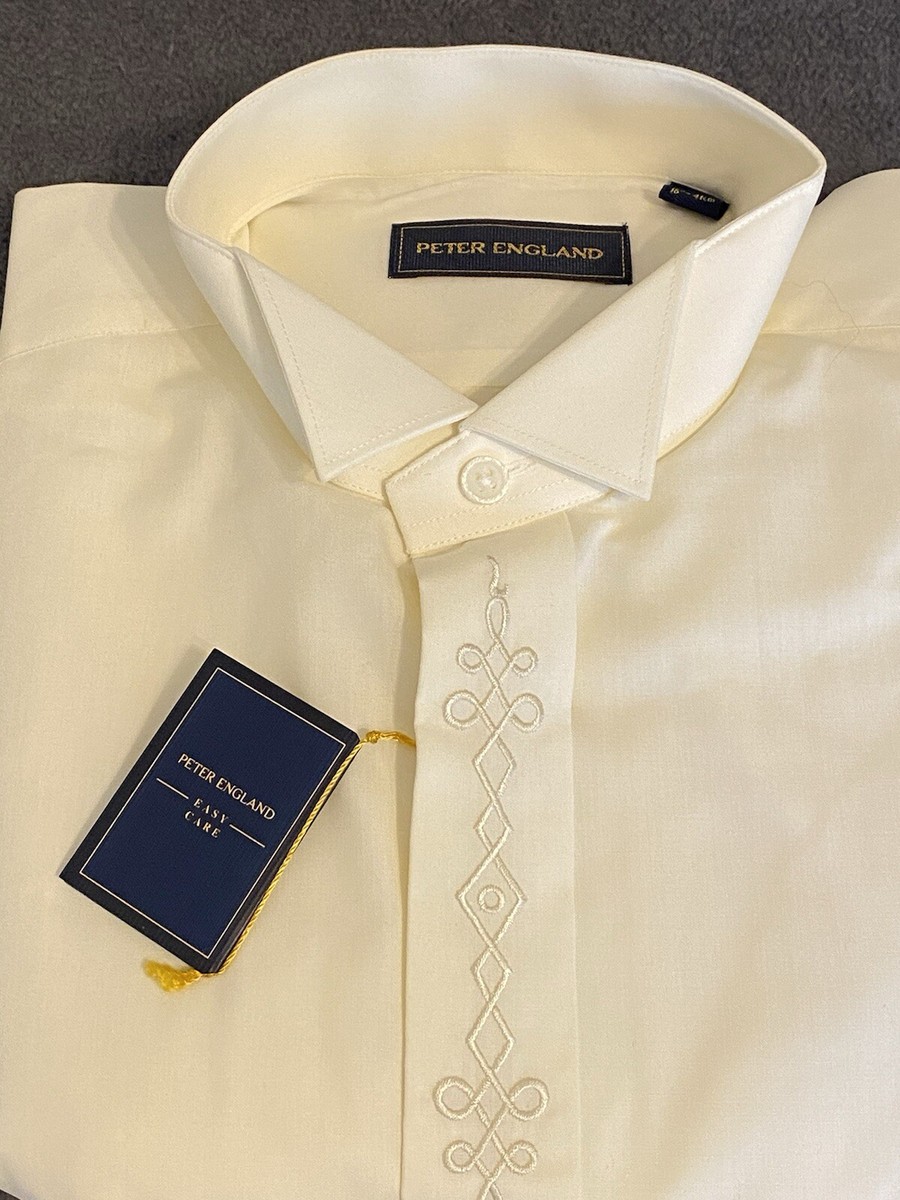 Peter England Formal Shirt Mens 16 Ivory Front Embroidery French Cuff 48x30L NWT | eBay Peter England Formal Shirt Mens 16 Ivory Front Embroidery French Cuff 48x30L NWT | eBay