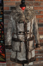 Vtg Brown Shearling Sheepskin Leather Suede Wool Collar Coat Jacket Rancher S