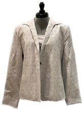 Vintage - Jones New York - White Eyelet Leather Jacket - Size Large
