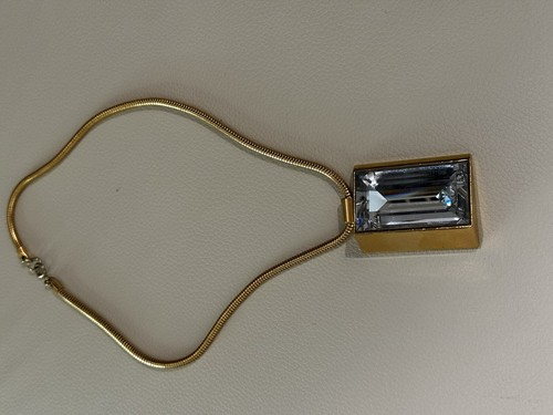 VTG HAUTE COUTURE LANVIN PARIS SWAROVSKI CRYSTAL 1.75 “ PENDANT NECKLACE - Picture 12 of 15