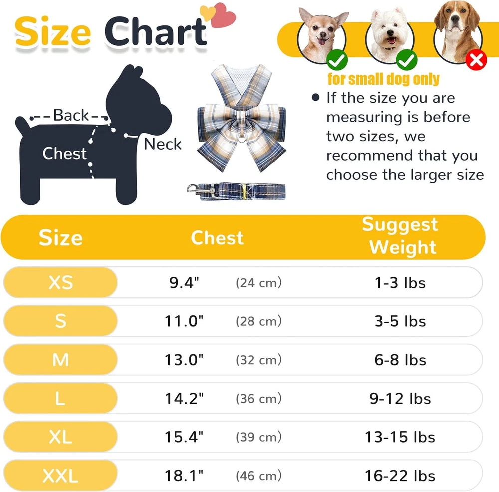 Dog Harness for Small Dogs with Bow Small Harness for Girl Dogs with D-Ring Soft