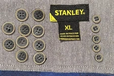 STANLEY FLANNEL SHIRT REPLACEMENT BUTTONS LOGO 4 HOLE FLAT BUTTON LOT ROUND