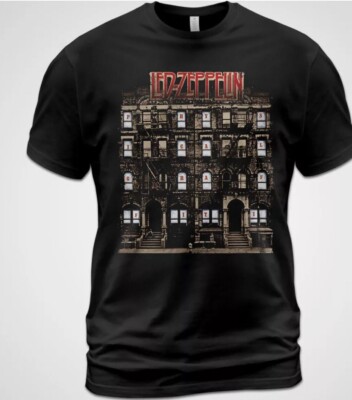 Cotton T-Shirt Led Zeppelin Physical Graffiti Album Tee Robert Plant Jimmy Page