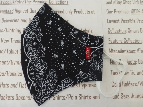 LEVI'S Fabric Face Mask Unisex Asstd Reusable Hygienic Size-LARGE Cover BNWOT - Picture 3 of 17