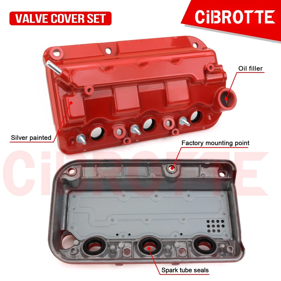Juego de cubiertas de válvulas delanteras y traseras rojas para Honda Accord 2010-12 Crosstour 2008-2012 Foto 4 de 4