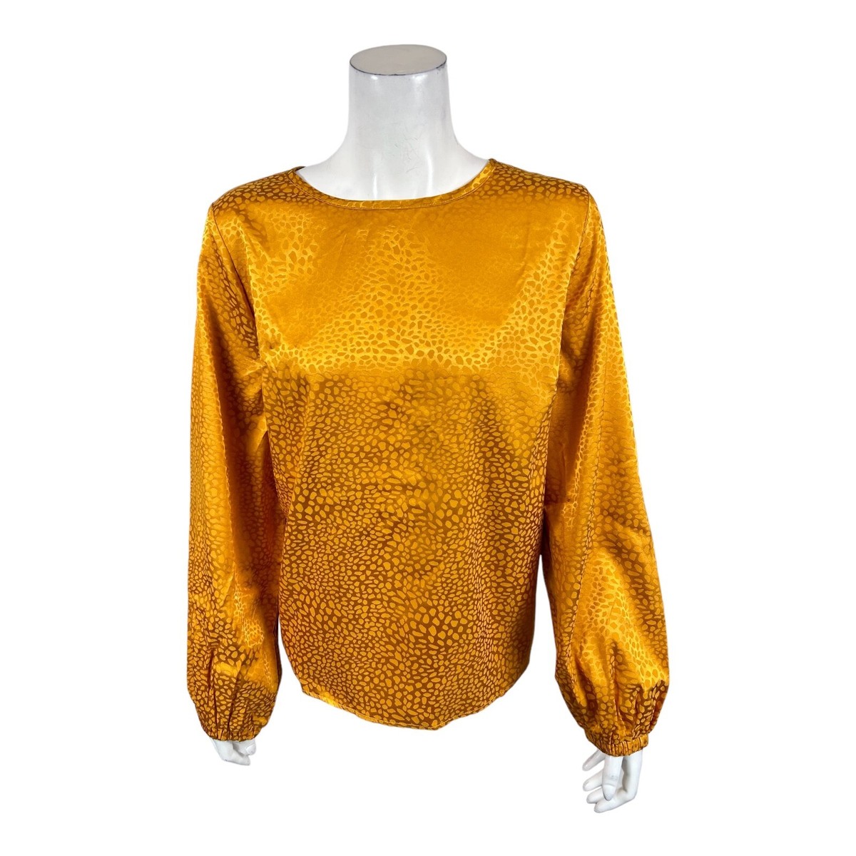 J Jason Wu Women's Regular Long Sleeves Jacquard Blouse Top Gold