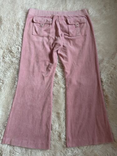 Vintage Juicy Couture TrackSuit Pants Pink Large Flared Butt Pockets Terry Rare - Foto 1 di 9