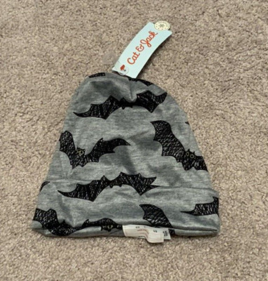 Cat & Jack Gray Bat Print Slouchy Beanie Hat Size 2T-5T