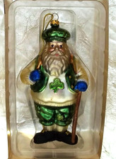 Irish Santa Claus 6" Glass Christmas Holiday Ornament New In Box