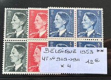 TIMBRES BELGIQUE 1953 YT N° 909 à 911 X 4 NEUFS ** MNH