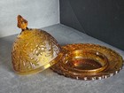 Vtg Tiara Golden Amber Sandwich Glass Covered Butter Dish — photo 6