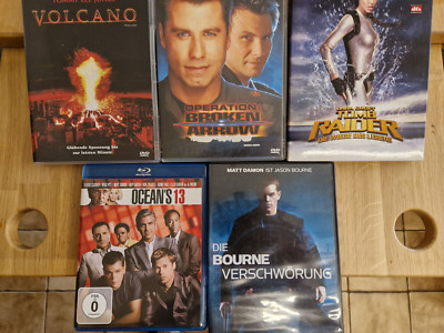 dvd film: volcano, broken arrow , tomb raider, oceans 13, bourne verschwörung