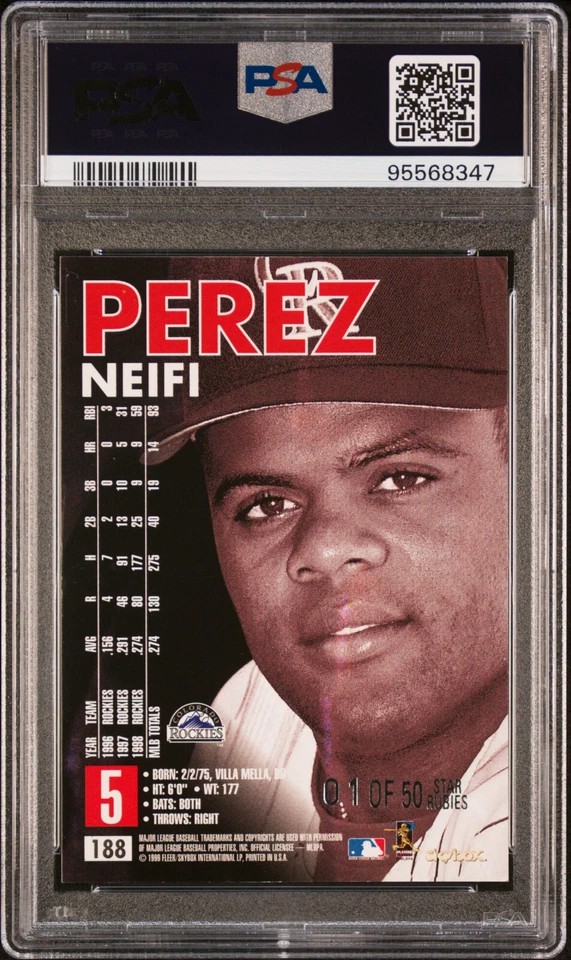 1999 SKYBOX PREMIUM STAR RUBIES #188 TODD HELTON CAMEO/NEIFI #1/50 PSA 9 POP 1 - Image 2 of 2