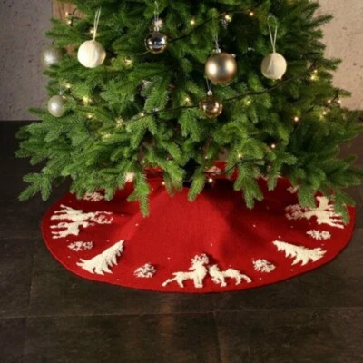 Jupe De Sapin De Noël En Laine À Tricoter 3D Élan Tapis Rond Blanc - Photo 1/4