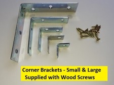 Corner Brackets Angle Braces - L Shape - 90 Degrees - Zinc Plated WITH SCREWS