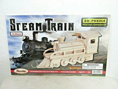 Puzzled #1297 Steam Train Woodcraft Construction Kit 3D Wooden Puzzle NEW  SEALED
